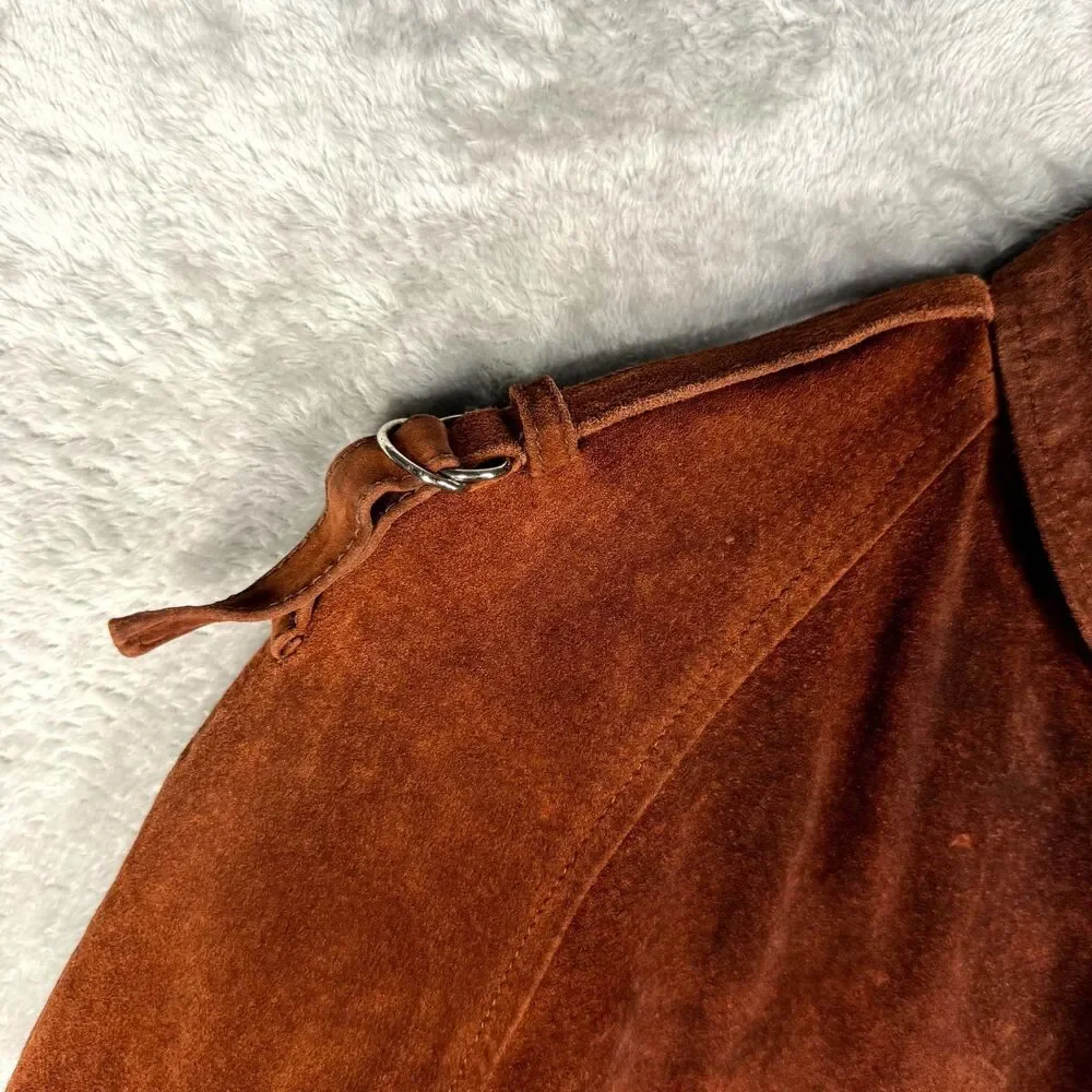 Vtg 80s Windsor Leatherwear Jacket Mens 40 Brown Suede Leather Full Zip Western